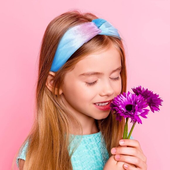 Rainbow Tie Dye Hairbands 9 Pieces Velvet Knot Headbands for Girls main image 5
